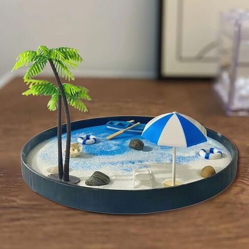 مجموعة رمل للمكتب على شكل جزيرة صندوق رمل مصنوع يدويًا بتصميم مشهد من الراتنج DIY صياغة زينة الشاطئ لسطح الطاولة in Kuwait
