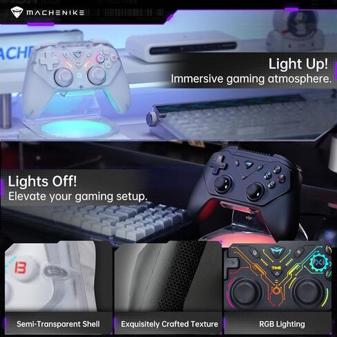 وحدة تحكم الألعاب اللاسلكية Machenike G3S لأجهزة الكمبيوتر التي تعمل بنظام Windows، وSwitch، وAndroid، ووحدة تحكم الكمبيوتر الشخصي مع محركات اهتزاز مزدوجة بإضاءة خلفية LED، وأوضاع اتصال مزدوجة، والتوصيل والتشغيل [لعبة فيديو] in Saudi Arabia