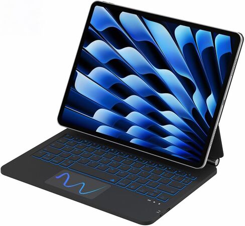 حافظة لوحة مفاتيح لجهاز iPad Air 11 بوصة (M3 2025/M2 2024) وiPad Pro 11 بوصة (الجيل الأول إلى الرابع) - لوحة مفاتيح مغناطيسية مع لوحة تتبع، 7 ألوان خلفية، تنبيه/غفو ذكي - تناسب iPad Air الجيل الرابع/الخامس (2020-2022) (أسود) in Kuwait