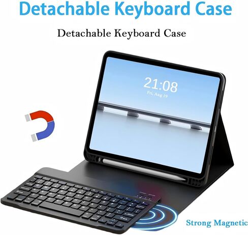 حافظة لوحة مفاتيح قابلة للفصل مع ماوس لاسلكي لجهاز Xiaomi Redmi Pad 2 11 بوصة 2025، حافظة لوحة مفاتيح مغناطيسية قابلة للإزالة لجهاز Redmi Pad 2 11 بوصة 2025 مع حامل قلم، 3 زوايا للتعديل، أسود in Kuwait