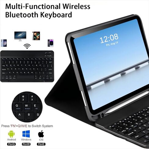 حافظة لوحة مفاتيح قابلة للفصل مع ماوس لاسلكي لجهاز Xiaomi Redmi Pad 2 11 بوصة 2025، حافظة لوحة مفاتيح مغناطيسية قابلة للإزالة لجهاز Redmi Pad 2 11 بوصة 2025 مع حامل قلم، 3 زوايا للتعديل، أسود in Kuwait