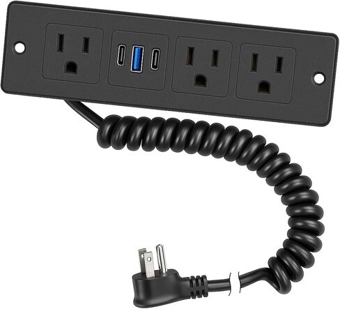 منفذ درج مع سلك زنبركي، شريط طاقة مجوف للشحن السريع بقدرة 20 وات، 3AC+2USB-C+1USB-A للأثاث/المكتب/طاولة المؤتمرات، كابل بطول 6 أقدام، أبيض in Saudi Arabia