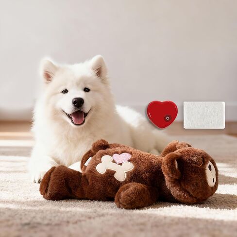PetPrime Dog Heart Beat Puppy Plush Rabbit Toy - with Warmer Bag Pet Soft Anxiety Puppy Relief Toy for Puppy Dogs Heartbeat Stuffed Animal Puppy Sleeping Buddy Anxiety Dog Toy (Grey Rabbit) in Saudi Arabia