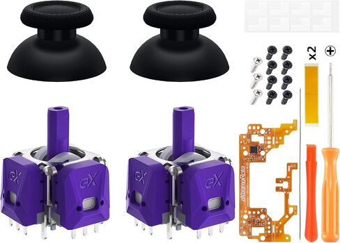 eXtremeRate eXhall Digital Calibrable Hall Effect Thumbstick Kit for PS5 Controller, 3D Joystick Analog Stick Sensor Module Kit & Thumbsticks for PS5 Controller with Calibrate FPC Board - Purple 120gf in Saudi Arabia