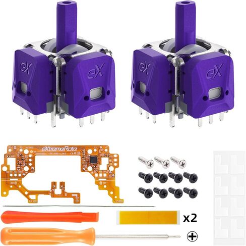 eXtremeRate eXhall Digital Calibrable Hall Effect Thumbstick Kit for PS5 Controller, 3D Joystick Analog Stick Sensor Module Kit & Thumbsticks for PS5 Controller with Calibrate FPC Board - Purple 120gf in Saudi Arabia