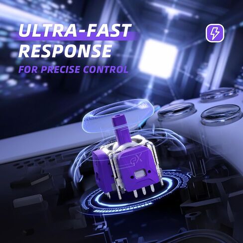 eXtremeRate eXhall Digital Calibrable Hall Effect Thumbstick Kit for PS5 Controller, 3D Joystick Analog Stick Sensor Module Kit & Thumbsticks for PS5 Controller with Calibrate FPC Board - Purple 120gf in Saudi Arabia