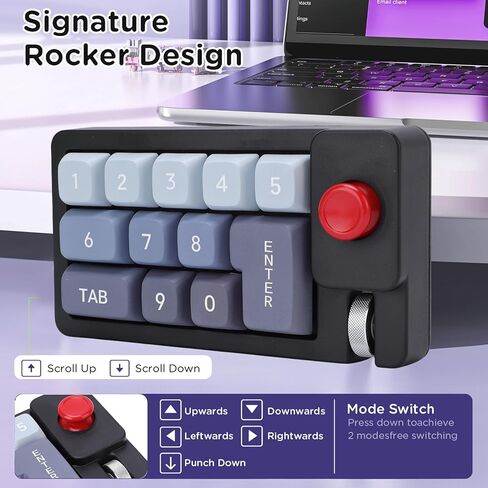 Yoidesu Mechanical Number Pad, Wired USB Macro Keyboard with 12 RGB Backlight Modes Hot Swappable Joystick Roller, for Gaming and Work on s OS (Black) in Kuwait