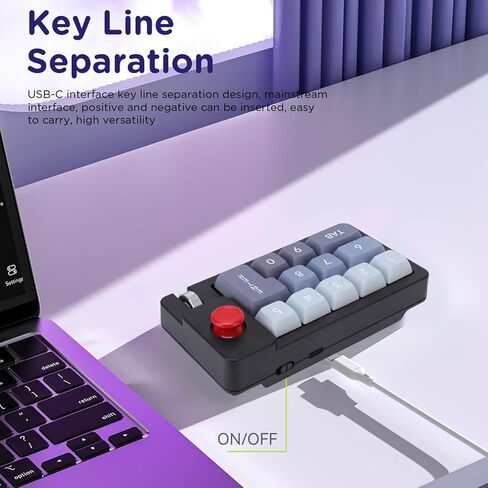 Yoidesu Mechanical Number Pad, Wired USB Macro Keyboard with 12 RGB Backlight Modes Hot Swappable Joystick Roller, for Gaming and Work on s OS (Black) in Kuwait