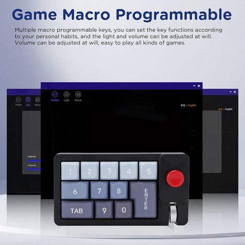 Yoidesu Mechanical Number Pad, Wired USB Macro Keyboard with 12 RGB Backlight Modes Hot Swappable Joystick Roller, for Gaming and Work on s OS (Black) in Kuwait