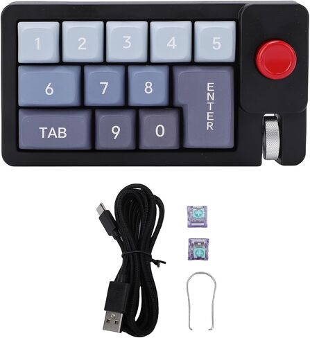 Yoidesu Mechanical Number Pad, Wired USB Macro Keyboard with 12 RGB Backlight Modes Hot Swappable Joystick Roller, for Gaming and Work on s OS (Black) in Kuwait