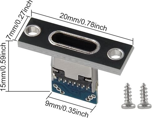 AITRIP 20 Pcs USB 3.1 Type C Sockets2-pin, Female Connector Jacks Charging Port with Black Screw Fixing Plate in Saudi Arabia
