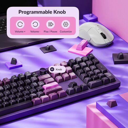 Keychron Q6 Pro Full-Size Wireless Bluetooth Mechanical Keyboard, Full Aluminum, Hot-Swappable Keychron Super Banana Switch, Launcher Programmable, NKRO Knob, KSA PBT Keycaps, Mac/Win/Linux - Purple in Saudi Arabia