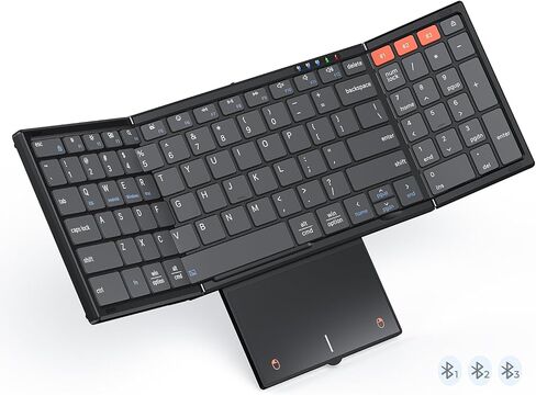 MEETION New Foldable Bluetooth Keyboard with Touchpad, Portable Wireless Keyboard with Numeric Keypad, Full-Size Rechargeable Business Travel for iPad Phone Laptop PC iOS, 2026 New Upgrade in Saudi Arabia