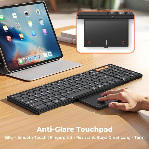 MEETION New Foldable Bluetooth Keyboard with Touchpad, Portable Wireless Keyboard with Numeric Keypad, Full-Size Rechargeable Business Travel for iPad Phone Laptop PC iOS, 2026 New Upgrade in Saudi Arabia