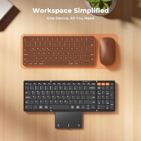 MEETION New Foldable Bluetooth Keyboard with Touchpad, Portable Wireless Keyboard with Numeric Keypad, Full-Size Rechargeable Business Travel for iPad Phone Laptop PC iOS, 2026 New Upgrade in Saudi Arabia