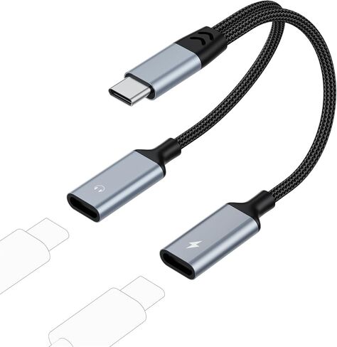 USB C Splitter 1 in 2 Out Dual USB C Headphone and Charger Adapter, Hi-Fi Sound Type C Audio Adapter with PD 60W Fast Charging Dongle for iPhone 17 Pro Max, iPad Pro, Samsung, Pixel in Saudi Arabia