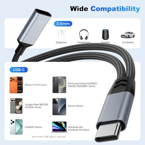 USB C Splitter 1 in 2 Out Dual USB C Headphone and Charger Adapter, Hi-Fi Sound Type C Audio Adapter with PD 60W Fast Charging Dongle for iPhone 17 Pro Max, iPad Pro, Samsung, Pixel in Saudi Arabia