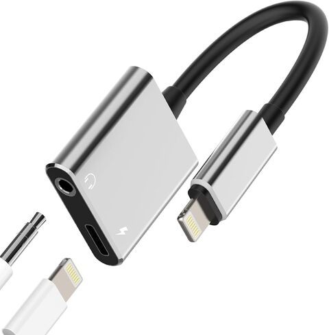 for Iphone Aux Adapter for 14 13 Pro Max Lightning to 3.5mm Headphone Jack for Apple(2in1)Audio Charger Splitter Connection Charging Connector Accessories Headset Stereo Earbuds Lighting Plug for iPad in Saudi Arabia