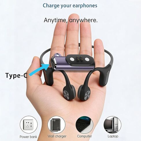 محول شحن مغناطيسي 4 سنون ومحول USB C لـ Mojawa Run Plus، Purra Run، HaptiFit Terra، سماعات توصيل Aerra Bone، محول شحن USB لسماعات الرأس بلوتوث مفتوحة الأذن (عبوة واحدة) in Saudi Arabia