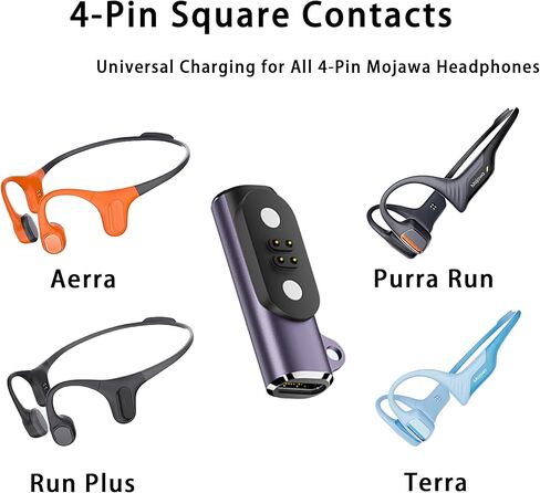 محول شحن مغناطيسي 4 سنون ومحول USB C لـ Mojawa Run Plus، Purra Run، HaptiFit Terra، سماعات توصيل Aerra Bone، محول شحن USB لسماعات الرأس بلوتوث مفتوحة الأذن (عبوة واحدة) in Saudi Arabia
