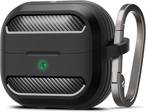 Spigen Rugged Armor Designed for Samsung Galaxy Buds3 FE (2025) / Buds3 Pro (2024) / Buds 3 Case (2024) Shockproof Drop-Protection Cover with Keychain - Matte Black in Saudi Arabia