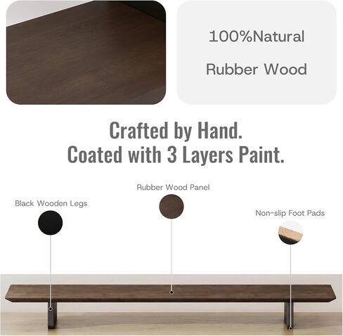 EXPERLAM Solid Wood Dual Monitor Stand Riser, 43 Inch Rubberwood Desk Shelf for Top of Desk, Wood Monitor Stand for Desk 2 Monitors up to 27", Desktop Organizer for Laptop, TV, Printer in Saudi Arabia
