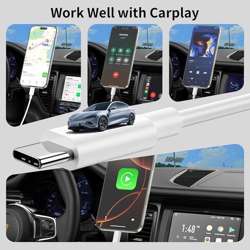 Car Charger for iPhone 16 15 Carplay Cable,[Apple MFi Certified] 2 Pack 3.3Ft USB A to USB C Fast Car Charger Data Cord for iPhone 16/16 Plus/16 Pro/16 Pro Max/15/15Pro/15 Pro Max Car Charging Cable in Saudi Arabia