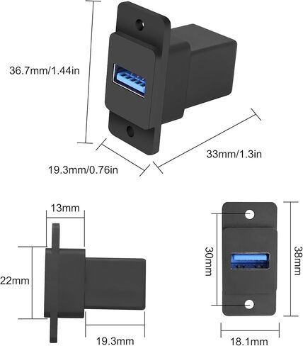 MEIRIYFA USB 3.0 Rectangular Panel Mount Coupler USB A Female to Female Pass Through Adapter Socket Connector Bulkhead Extension for Data Transfer and Charing in Saudi Arabia