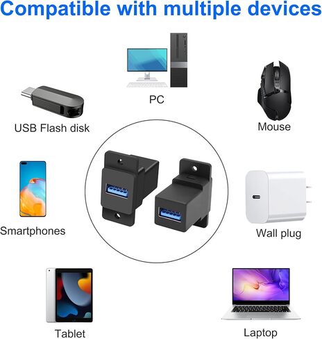 MEIRIYFA USB 3.0 Rectangular Panel Mount Coupler USB A Female to Female Pass Through Adapter Socket Connector Bulkhead Extension for Data Transfer and Charing in Saudi Arabia