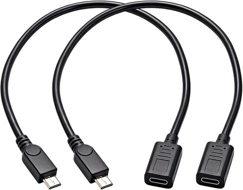 2PCS Type-C Female to Micro USB Male Adapter Cable,0.88ft USB C to Micro USB Data Sync & Charging Converter Cord for Mobile Phones, Tablets(27cm) in Saudi Arabia