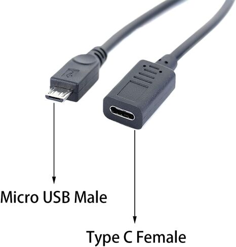 2PCS Type-C Female to Micro USB Male Adapter Cable,0.88ft USB C to Micro USB Data Sync & Charging Converter Cord for Mobile Phones, Tablets(27cm) in Saudi Arabia