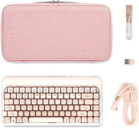 GEEKRIA Keyboard Carrying Bag, Compatible with LOFREE DOT Foundation 75%/Lipstick Elegant 84, YUNZII C75, EVA Hard Shell Travel Computer Keyboard Case (Pink) in Saudi Arabia
