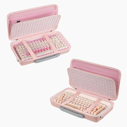 GEEKRIA Keyboard Carrying Bag, Compatible with LOFREE DOT Foundation 75%/Lipstick Elegant 84, YUNZII C75, EVA Hard Shell Travel Computer Keyboard Case (Pink) in Saudi Arabia