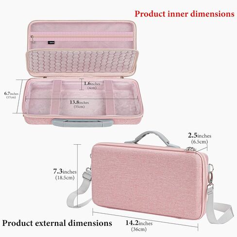 GEEKRIA Keyboard Carrying Bag, Compatible with LOFREE DOT Foundation 75%/Lipstick Elegant 84, YUNZII C75, EVA Hard Shell Travel Computer Keyboard Case (Pink) in Saudi Arabia