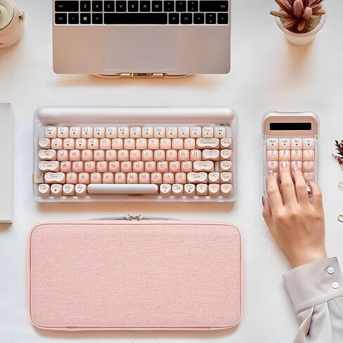 GEEKRIA Keyboard Carrying Bag, Compatible with LOFREE DOT Foundation 75%/Lipstick Elegant 84, YUNZII C75, EVA Hard Shell Travel Computer Keyboard Case (Pink) in Saudi Arabia