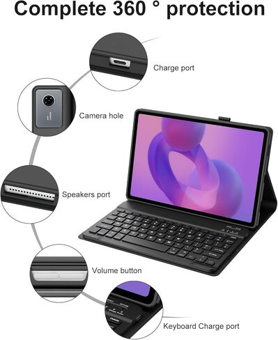 حافظة لوحة المفاتيح لجهاز Lenovo Idea Tab 11 بوصة 2025، لوحة مفاتيح لاسلكية مغناطيسية قابلة للفصل، حافظة جلدية قابلة للطي من البولي يوريثان مع حامل قلم لجهاز Lenovo Idea Tab 11 بوصة 2025 موديلات (TB-336ZU/TB-336FU) in Kuwait