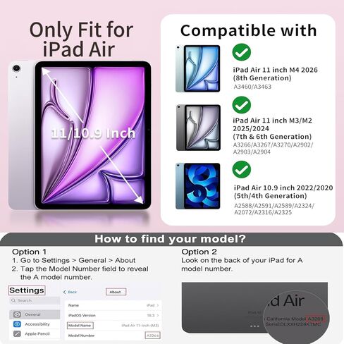 حافظة KenKe لجهاز iPad Air الجديد 11 بوصة M4/M3/M2 (2026/2025/2024)، لجهاز iPad Air 10.9 بوصة الجيل الخامس/الرابع (2022/2020)، غطاء لوحة مفاتيح بلوتوث لاسلكية قابلة للفصل مع حامل قلم رصاص، كريمي أبيض in Kuwait