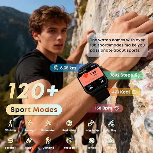 Smart Watch for Men, 120+ Sports Modes Smartwatch with 1.83" HD Touchsreen, IP67 Waterproof, Bluetooth Call & Fitness Watch for iPhone/Android (Light Black) in Saudi Arabia