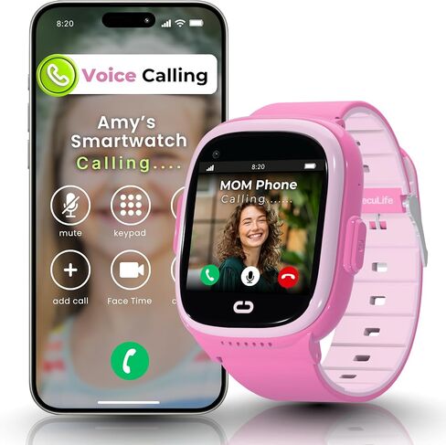 Smart Watch For Kids with Real-Time GPS Tracker, Geofencing, 4G LTE, SOS Alert Button, School Mode & Parental Control, Voice & Video Calling, Water Resistant Kids Smart Watch for Boys & Girls (Pink) in Saudi Arabia