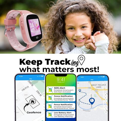 Smart Watch For Kids with Real-Time GPS Tracker, Geofencing, 4G LTE, SOS Alert Button, School Mode & Parental Control, Voice & Video Calling, Water Resistant Kids Smart Watch for Boys & Girls (Pink) in Saudi Arabia