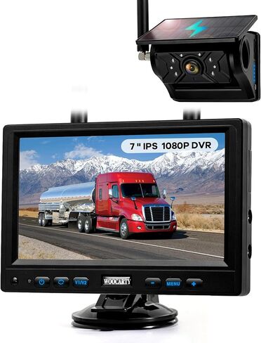 كاميرا مقطورة لاسلكية مغناطيسية تعمل بالطاقة الشمسية، شاشة IPS DVR مقاس 7 بوصات + كاميرا رؤية خلفية للرؤية الليلية تعمل بالطاقة الشمسية، نظام كاميرا احتياطية مقاوم للماء بدون أسلاك بنسبة 100% لوصلة وصلة مقطورة شاحنة RV، BS1 in Kuwait