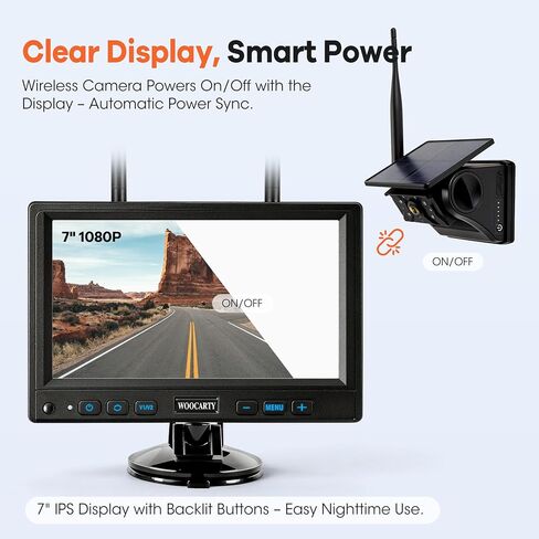 كاميرا مقطورة لاسلكية مغناطيسية تعمل بالطاقة الشمسية، شاشة IPS DVR مقاس 7 بوصات + كاميرا رؤية خلفية للرؤية الليلية تعمل بالطاقة الشمسية، نظام كاميرا احتياطية مقاوم للماء بدون أسلاك بنسبة 100% لوصلة وصلة مقطورة شاحنة RV، BS1 in Kuwait