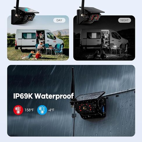 كاميرا مقطورة لاسلكية مغناطيسية تعمل بالطاقة الشمسية، شاشة IPS DVR مقاس 7 بوصات + كاميرا رؤية خلفية للرؤية الليلية تعمل بالطاقة الشمسية، نظام كاميرا احتياطية مقاوم للماء بدون أسلاك بنسبة 100% لوصلة وصلة مقطورة شاحنة RV، BS1 in Kuwait