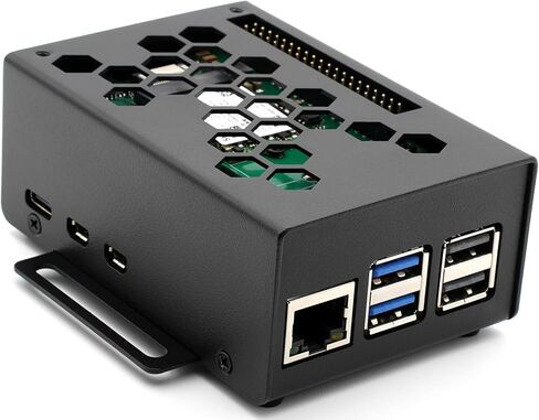 حافظة صناعية KKSB Raspberry Pi 5 M.2 - حاوية فولاذية متوافقة مع قبعات NVMe وAI، مبرد Raspberry Pi الرسمي، VESA 75 in Saudi Arabia