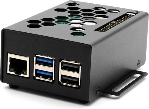 حافظة صناعية KKSB Raspberry Pi 5 M.2 - حاوية فولاذية متوافقة مع قبعات NVMe وAI، مبرد Raspberry Pi الرسمي، VESA 75 in Saudi Arabia