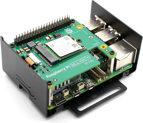 حافظة صناعية KKSB Raspberry Pi 5 M.2 - حاوية فولاذية متوافقة مع قبعات NVMe وAI، مبرد Raspberry Pi الرسمي، VESA 75 in Saudi Arabia