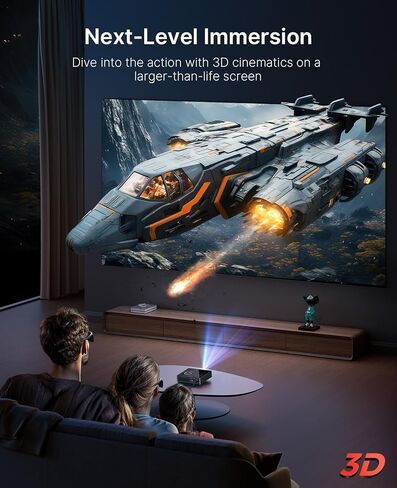 NexiGo Nova Mini، جهاز عرض ليزر محمول، Google TV مع Netflix، 1080p FHD، 1200 لومن، 15000:1 تباين مع SAE، ثلاثي الأبعاد، إعداد تلقائي، شاشة 150 بوصة، صوت Dolby 8 وات، محمول للمنزل والخارج (متجدد) in Saudi Arabia