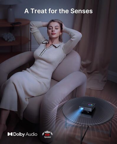 NexiGo Nova Mini، جهاز عرض ليزر محمول، Google TV مع Netflix، 1080p FHD، 1200 لومن، 15000:1 تباين مع SAE، ثلاثي الأبعاد، إعداد تلقائي، شاشة 150 بوصة، صوت Dolby 8 وات، محمول للمنزل والخارج (متجدد) in Saudi Arabia