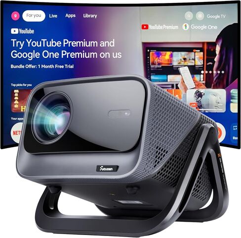 4K Projector with Wifi and Bluetooth, 1500 ANSI Official Licensed Google TV Smart Projector, Outdoor Movie Projector Compatible with NETFLIX/YouTube, 1000+ Apps Supported in Saudi Arabia