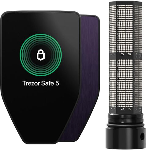 محفظة أجهزة Trezor Safe 5 مع حزمة النسخ الاحتياطي للبذور المعدنية - أمان التشفير لشاشة اللمس، وحماية العناصر الآمنة ومجموعة استعادة التخزين البارد in Saudi Arabia